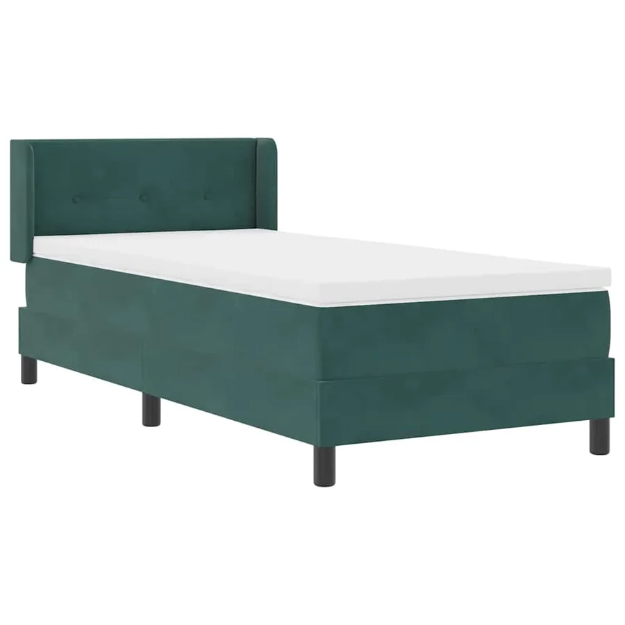 Lit à ressorts avec tête de lit Vert foncé 200 x 80 cm Velours - 5