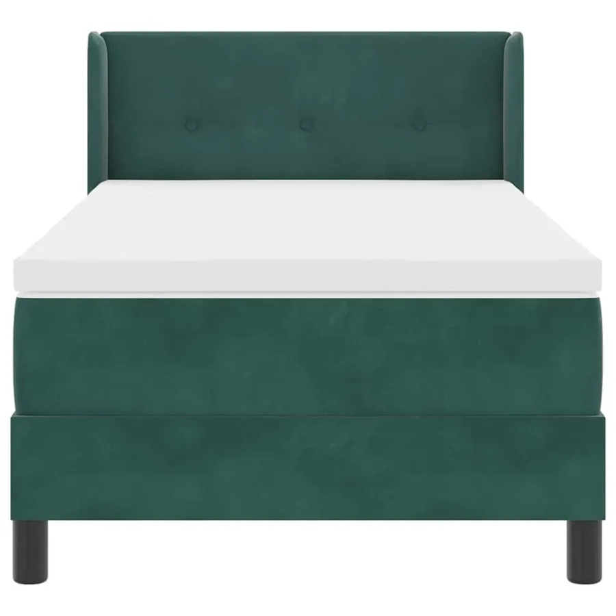 Lit à ressorts avec tête de lit Vert foncé 200 x 80 cm Velours - 6