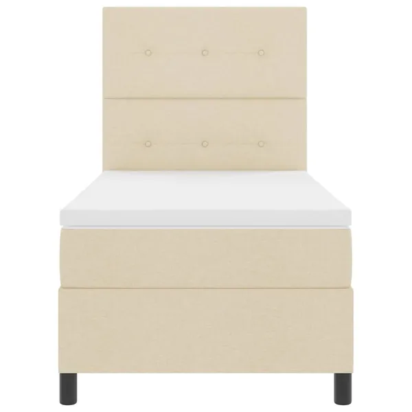 Lit à ressorts avec bandes LED Crème 80 x 200 cm tissu