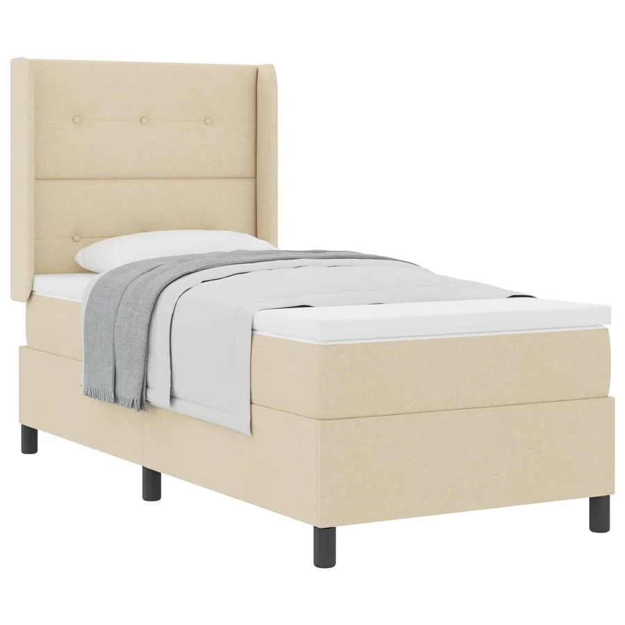 Lit à ressorts avec coussin Crème 200 x 80 cm tissu - 2