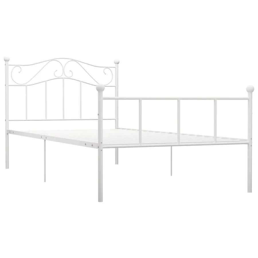 Cadre de lit sans matelas blanc métal 90x200 cm - 2