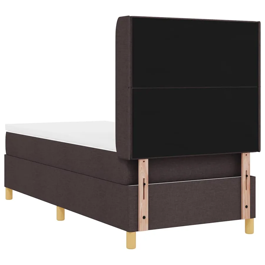 Lit à ressorts avec tête de lit Marron foncé 80 x 200 cm tissu - 9