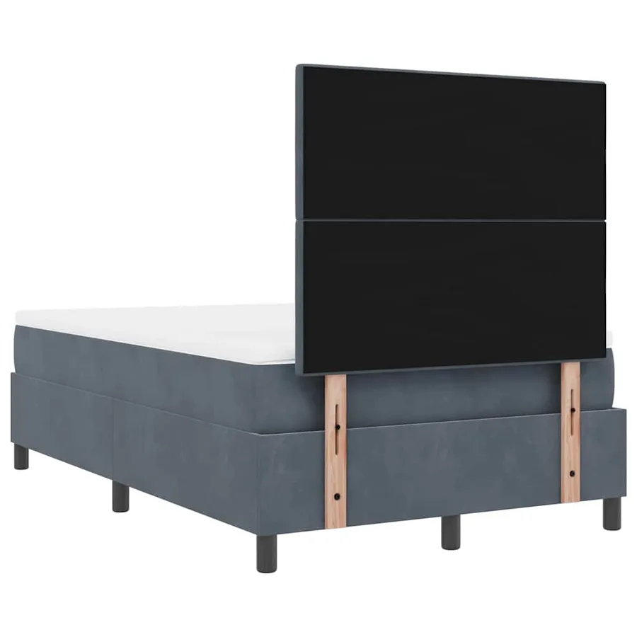 Lit à ressorts avec tête de lit Gris foncé 120 x 190 cm Velours - 9