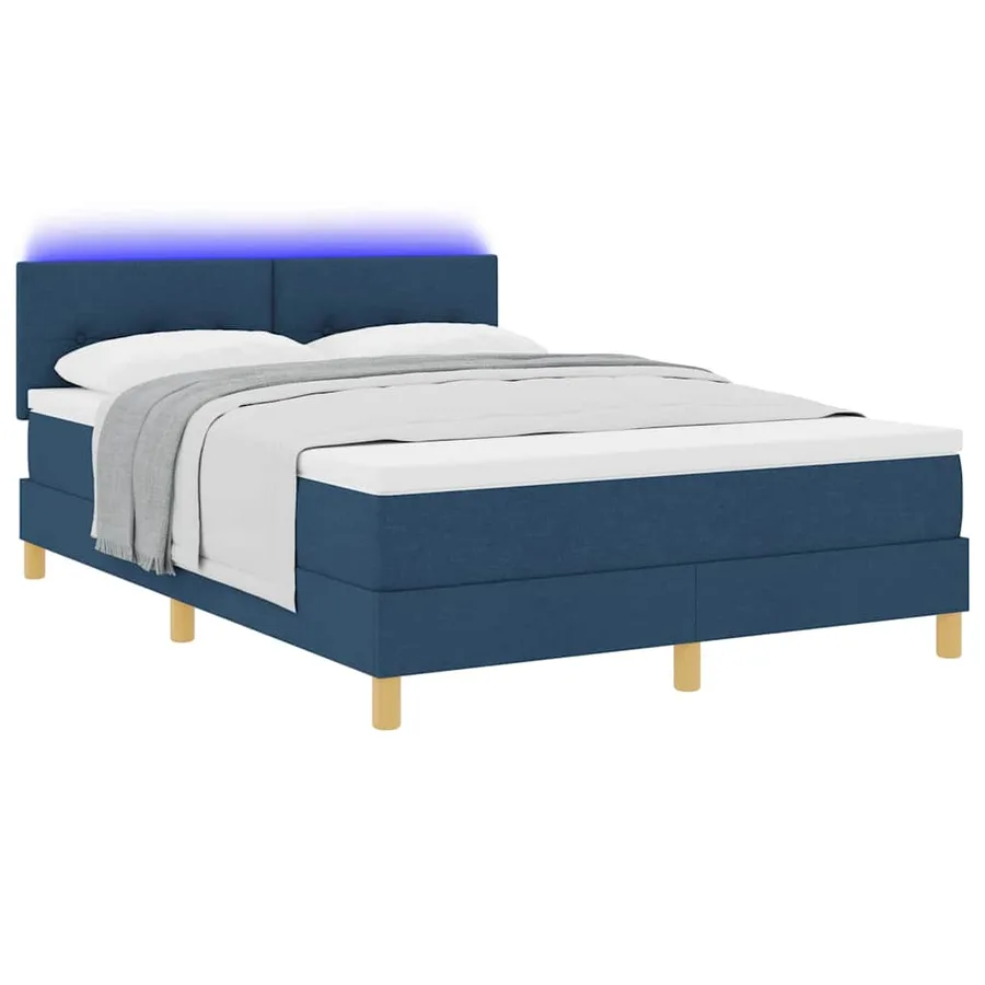 Lit à ressort LED avec bandes LED Bleu 160 x 200 cm tissu - 3