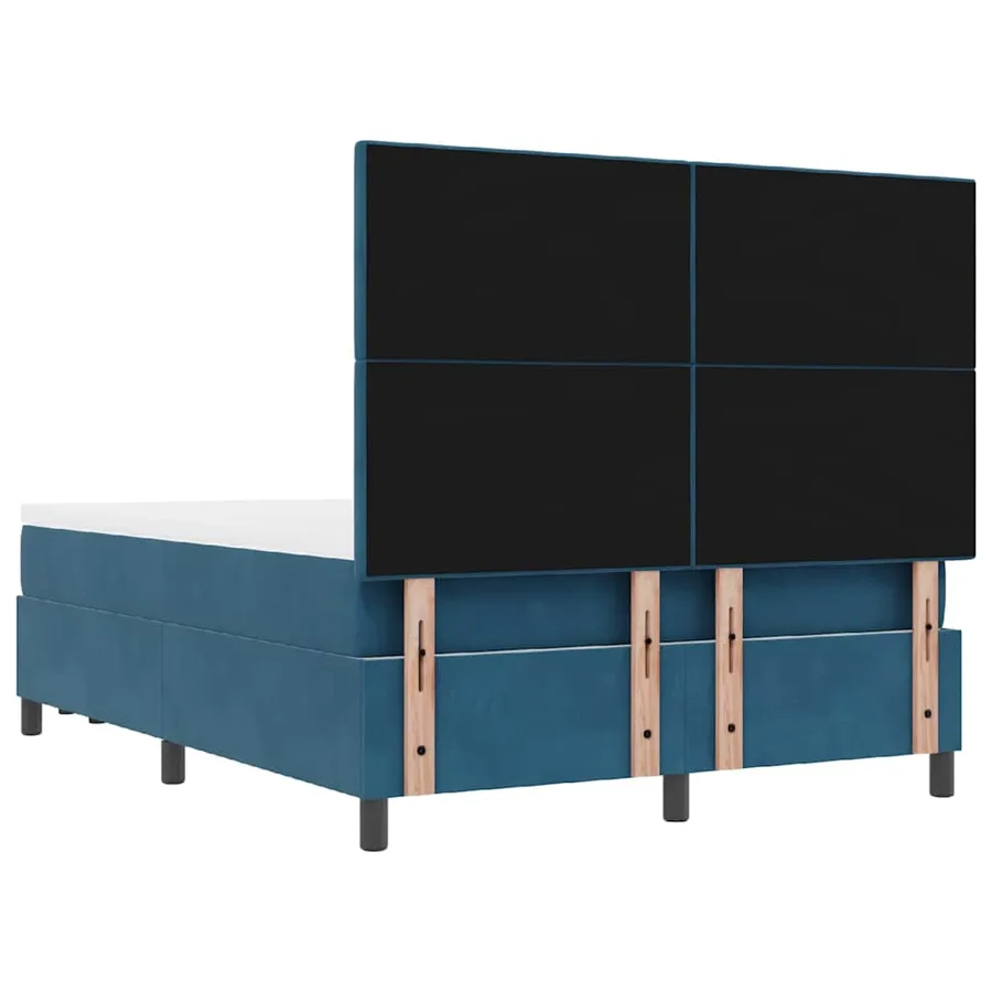 Lit à ressorts avec tête de lit Bleu foncé 200 x 160 cm Velours - 10