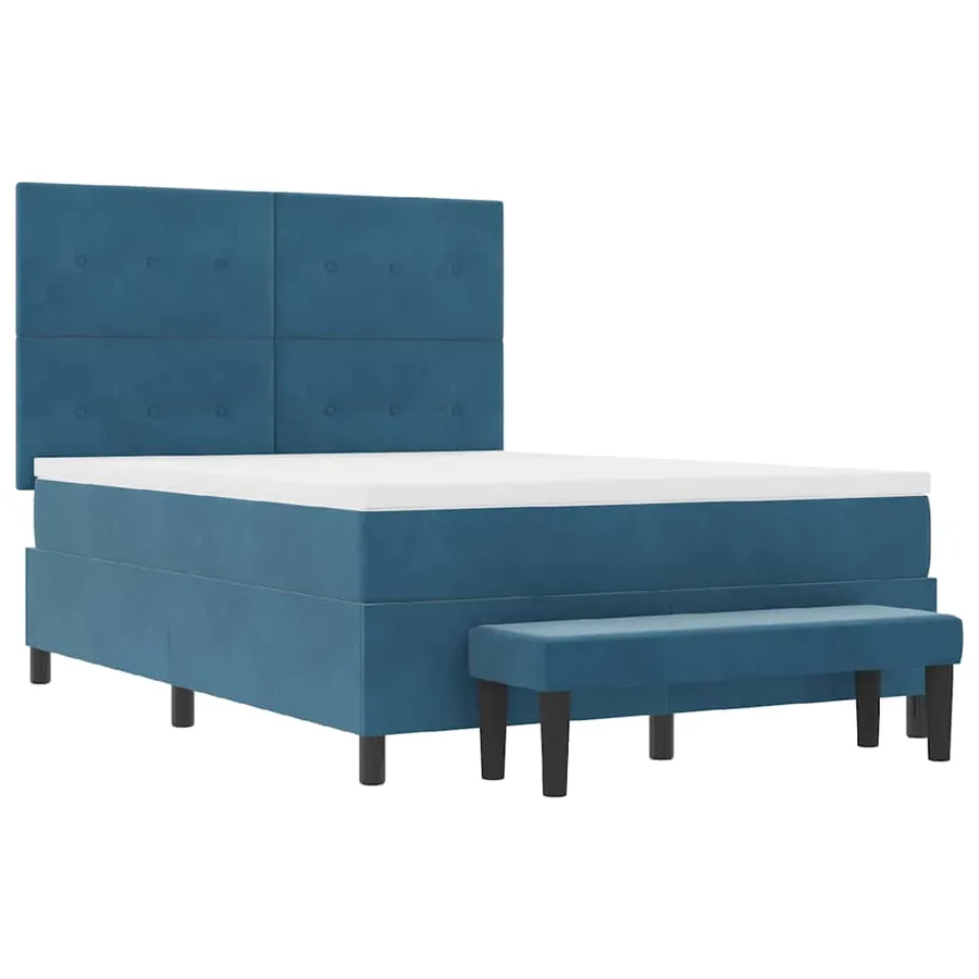 Lit à ressorts avec tête de lit Bleu foncé 200 x 160 cm Velours - 7