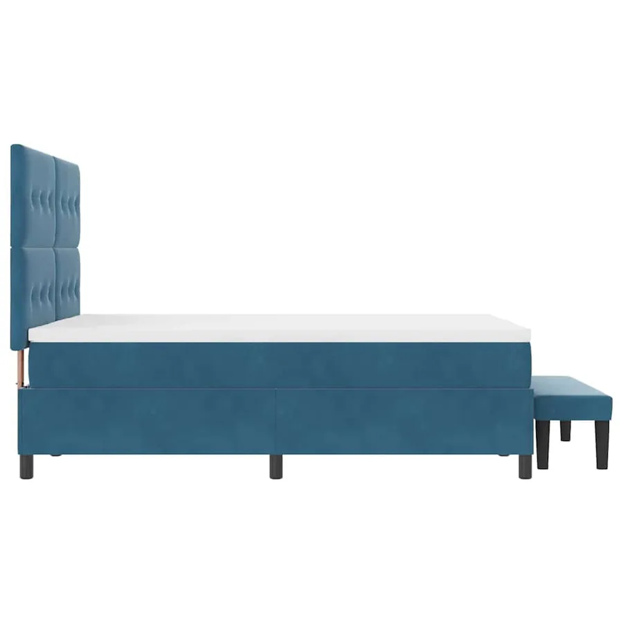 Lit à ressorts avec tête de lit Bleu foncé 200 x 160 cm Velours - 9