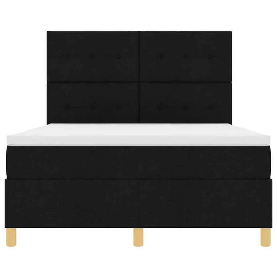 Lit à ressorts avec tête de lit Noir 160 x 200 cm tissu - 7