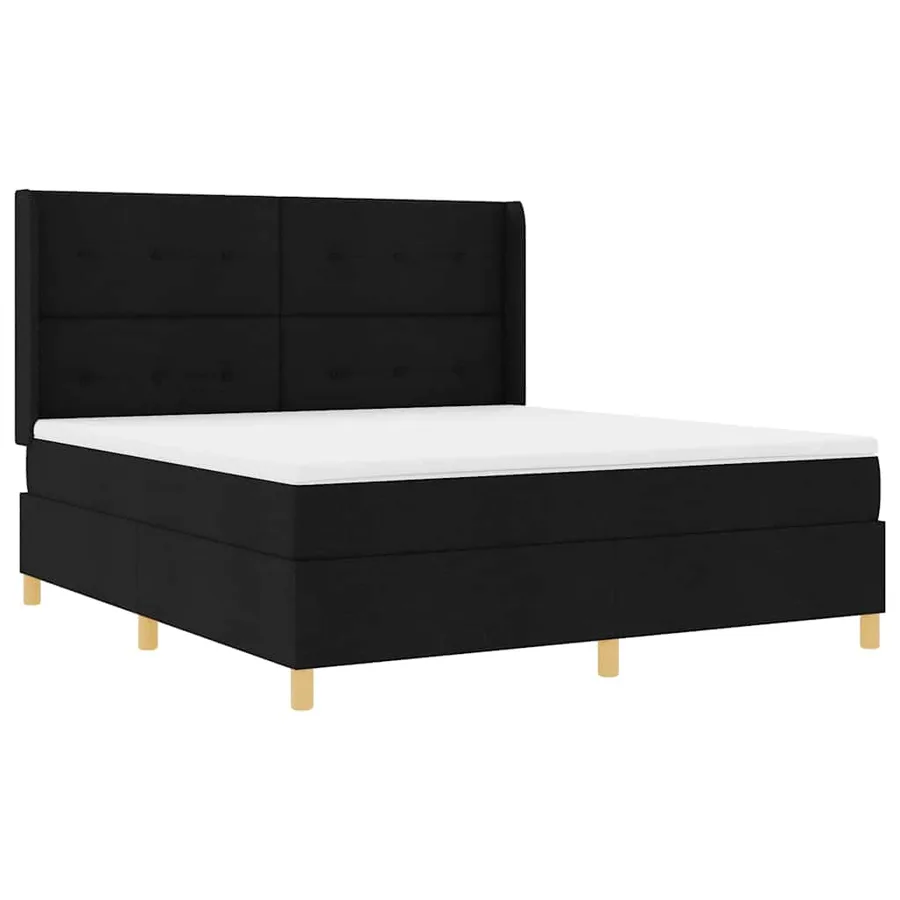 Lit à ressorts avec bandes LED Noir 180 x 200 cm tissu - 2