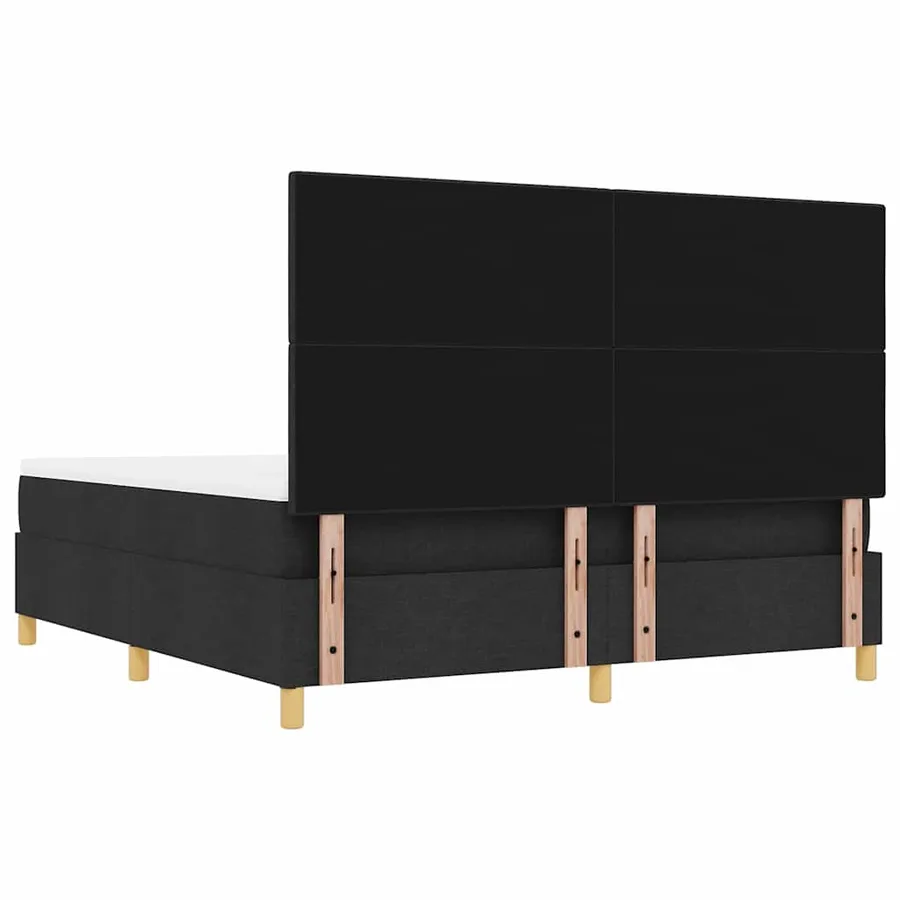 Lit à ressorts avec tête de lit Noir 200 x 180 cm tissu - 10