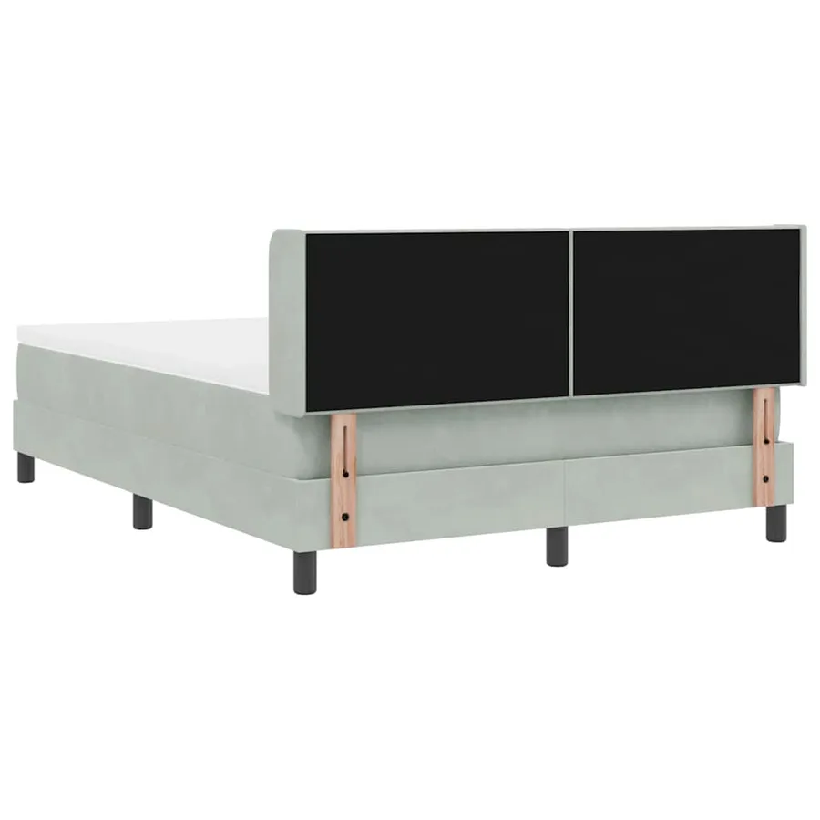 Lit à ressorts avec tête de lit Gris clair 200 x 160 cm Velours - 9