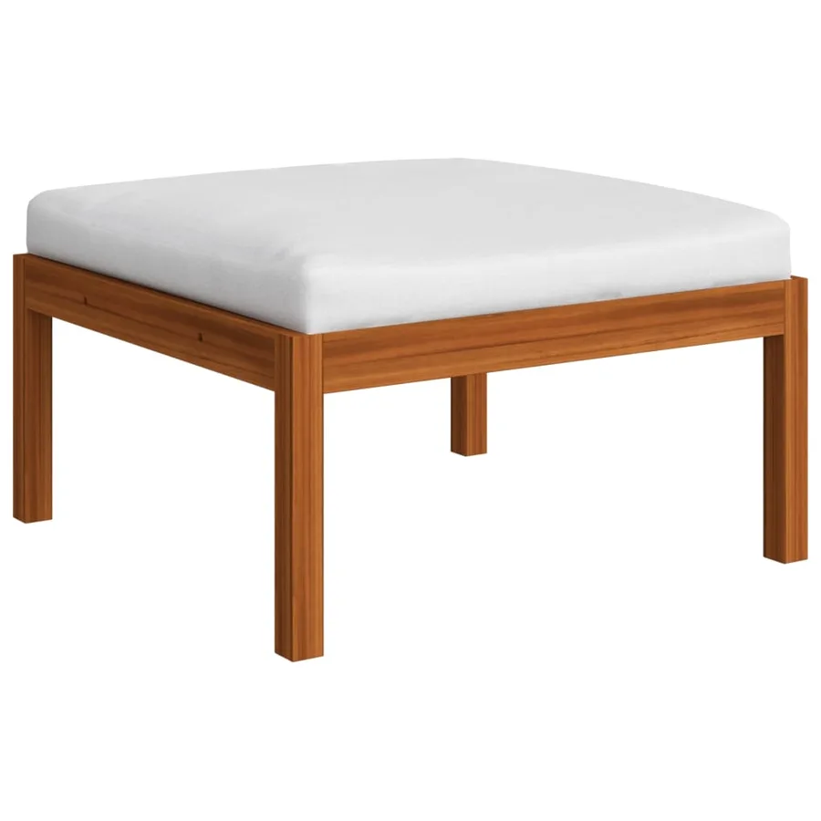 Salon de jardin 5 pièces avec coussins, bois d'acacia crème et corde - 14