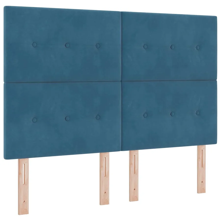 Lit à ressorts avec tête de lit Bleu foncé 160 x 200 cm Velours - 4