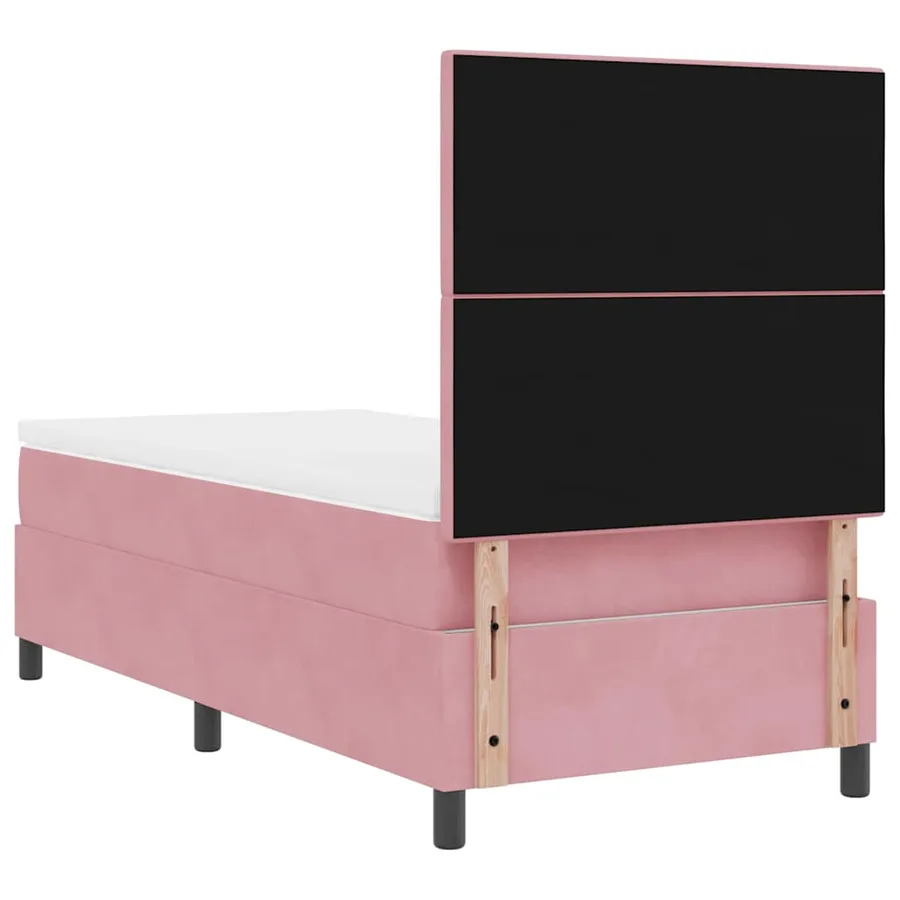 Lit à ressort LED avec tête de lit Rose 90 x 190 cm Velours - 8