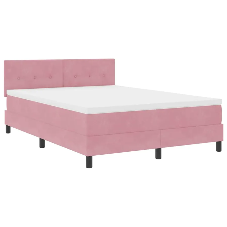 Lit à ressort LED avec bandes LED Rose 140 x 190 cm Velours - 2