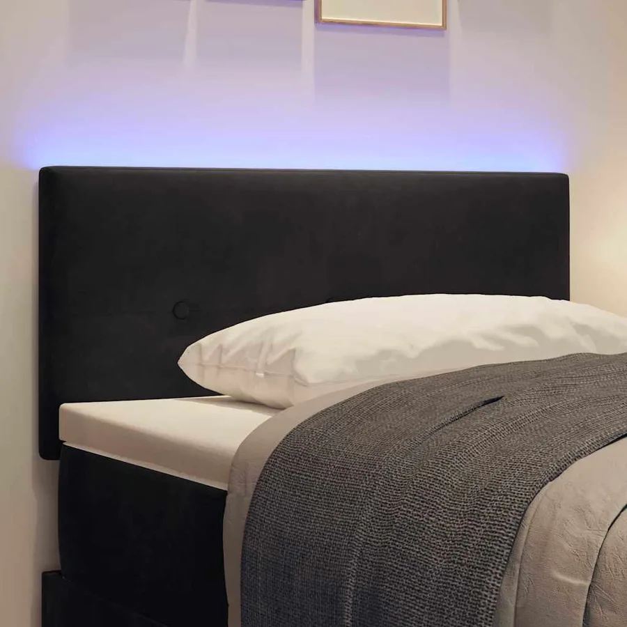 Tête de lit LED avec bandes LED Noir 90 cm Velours - 4