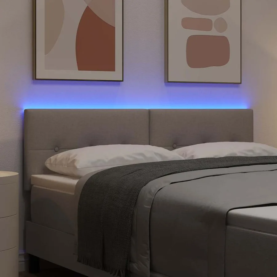 Tête de lit LED avec bandes LED Taupe 144 cm tissu - 4