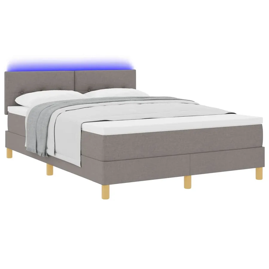 Lit à ressort LED avec bandes LED Taupe 140 x 190 cm tissu - 3