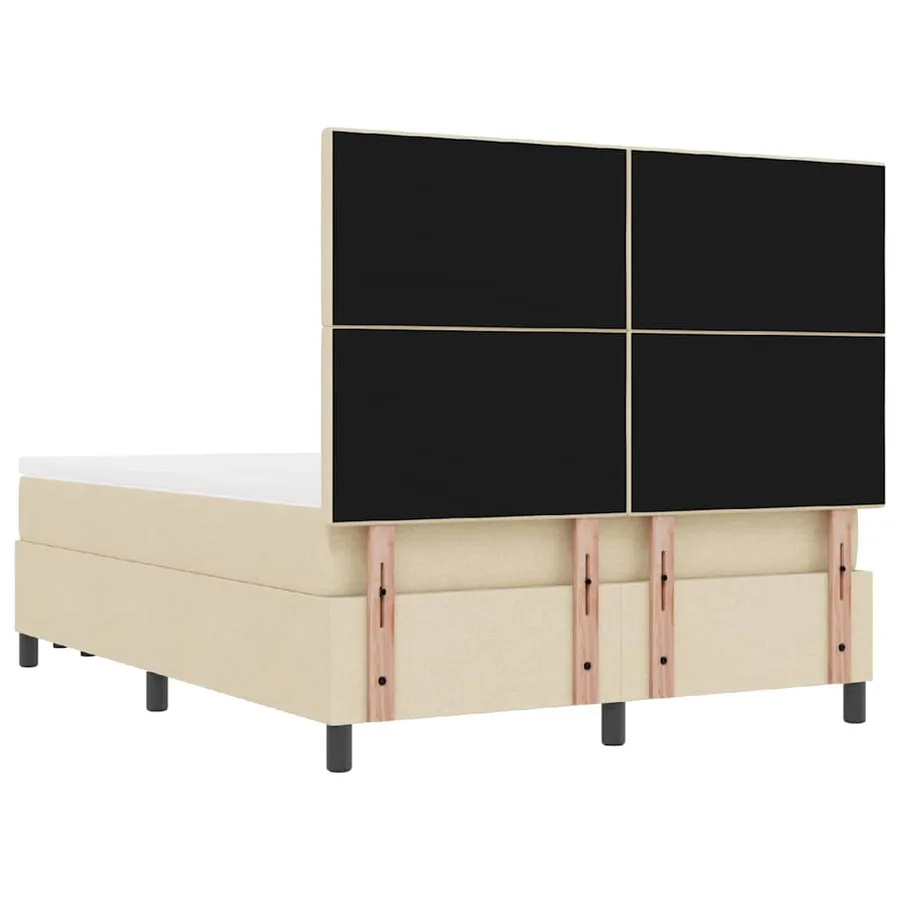 Lit à ressorts avec tête de lit Crème 140 x 200 cm tissu - 8