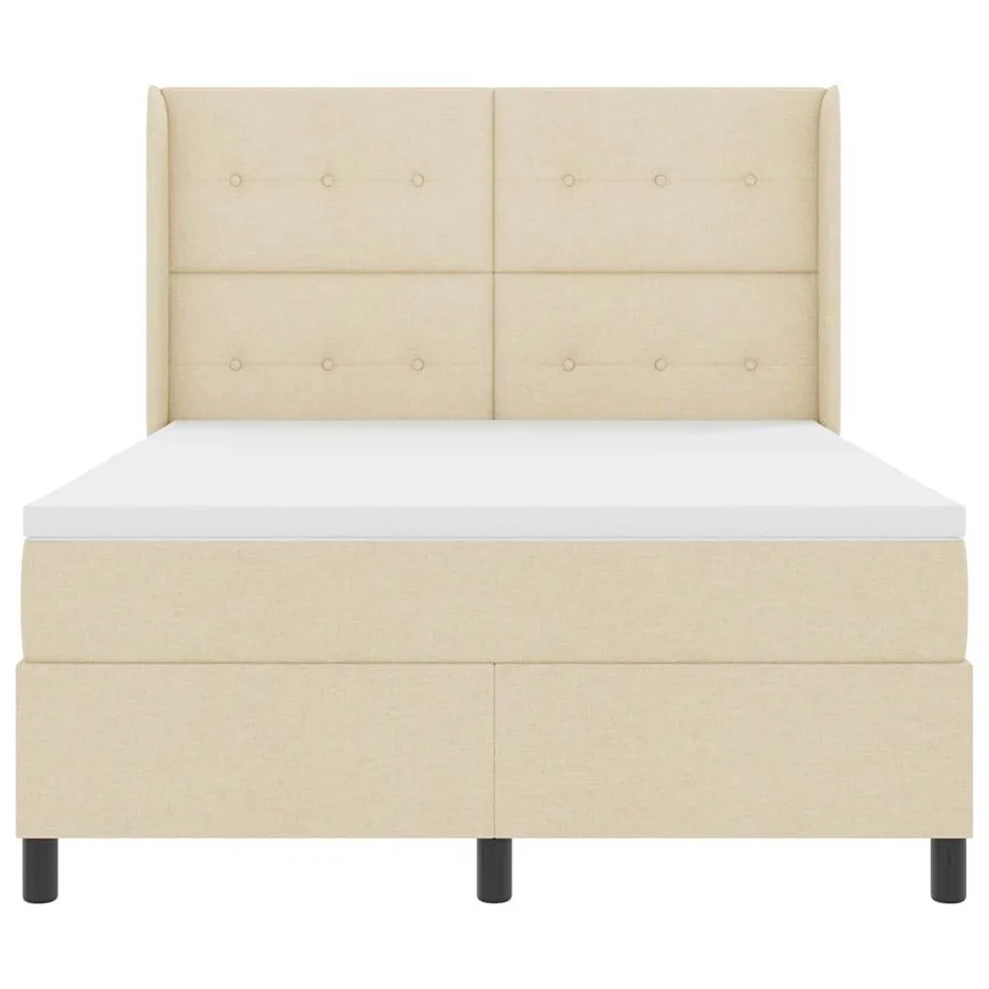 Lit à ressorts avec coussin Crème 190 x 140 cm tissu - 7