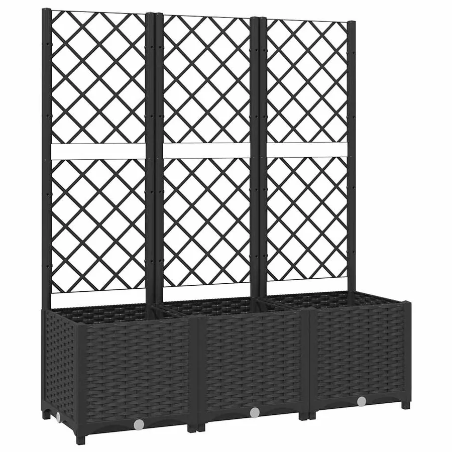 Jardinière de jardin avec treillis Noir 120 x 40 x 136 cm PP - 2
