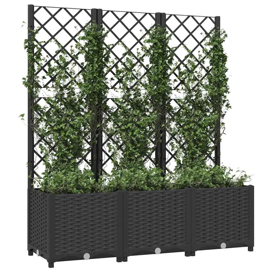 Jardinière de jardin avec treillis Noir 120 x 40 x 136 cm PP - 3