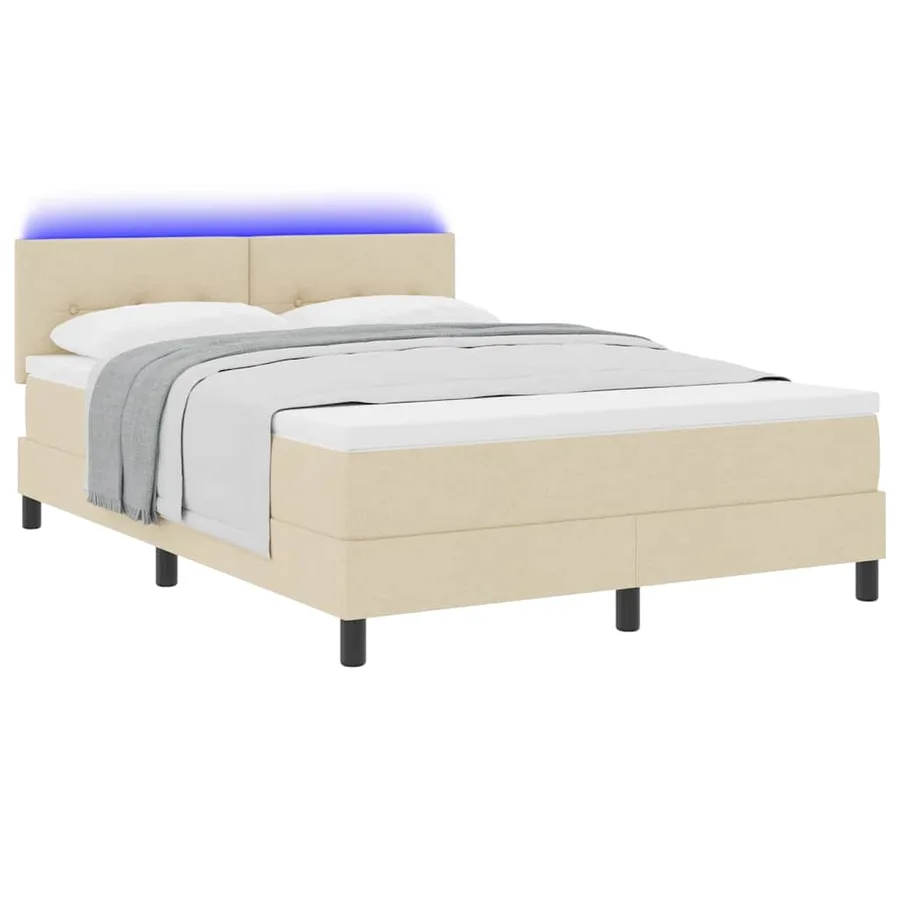 Lit à ressorts avec bandes LED Crème 140 x 200 cm tissu - 3