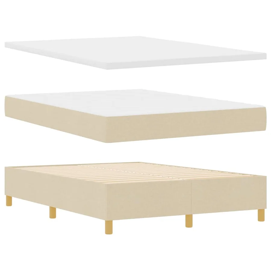 Lit à ressort LED avec tête de lit Crème 140 x 190 cm tissu - 7