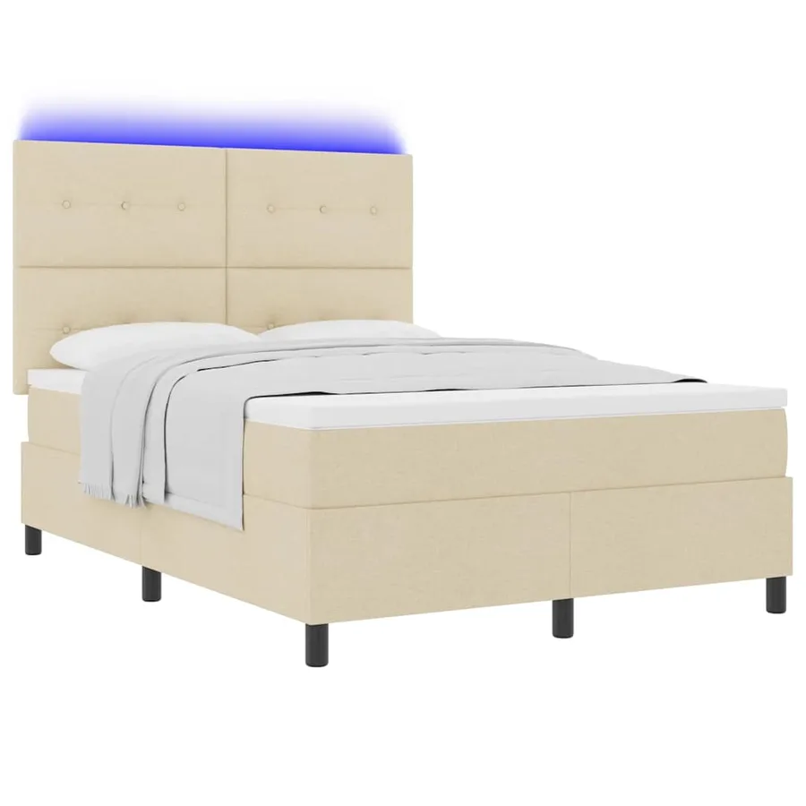 Lit à ressorts avec bandes LED Crème 140 x 200 cm tissu - 3