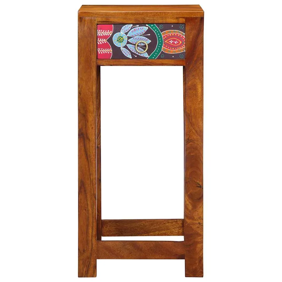 Table d'appoint florale avec tiroir Marron 35 x 35 x 75 cm - 5