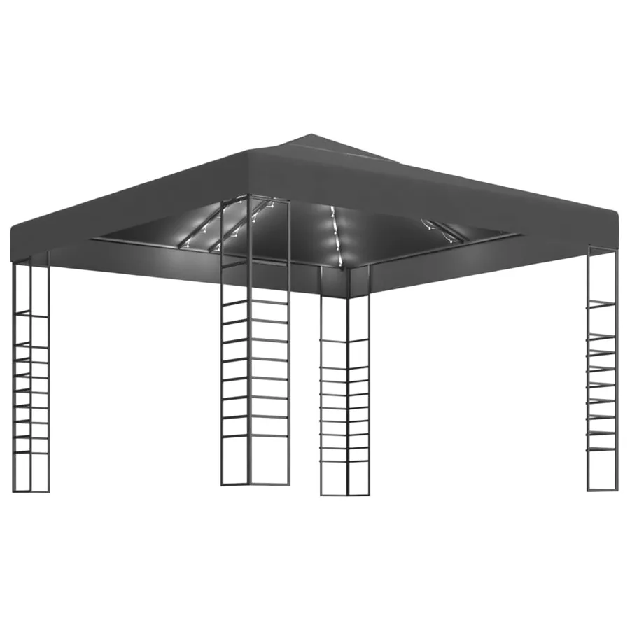 Chapiteau de jardin avec lumières LED 3x3 m Anthracite - 2