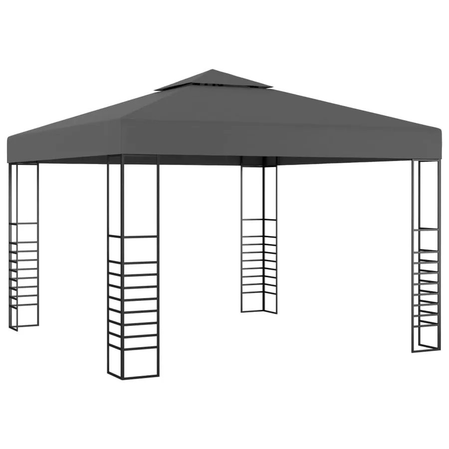 Chapiteau de jardin avec lumières LED 3x3 m Anthracite - 3