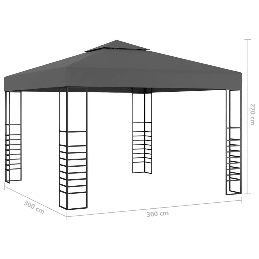 Chapiteau de jardin avec lumières LED 3x3 m Anthracite - 9