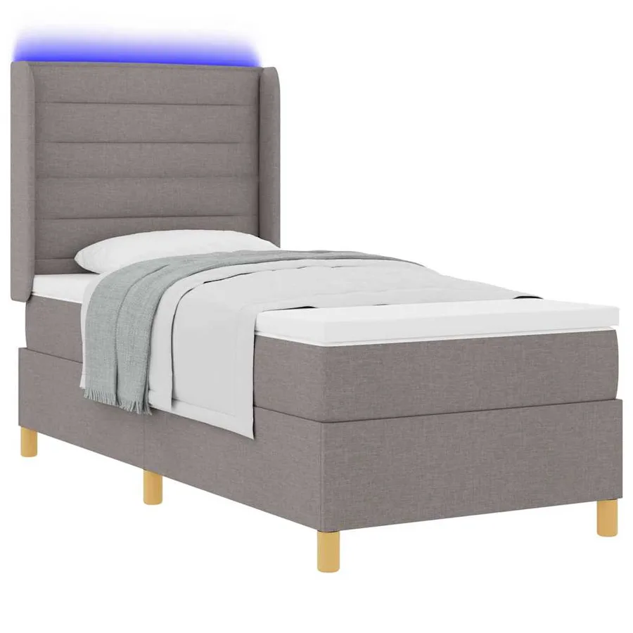 Lit à ressorts avec bandes LED Taupe 90 x 200 cm tissu - 3