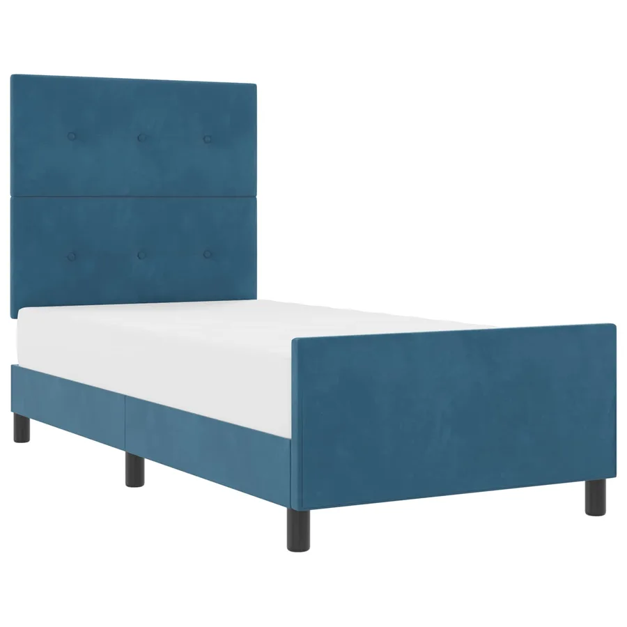Lit à ressorts avec tête de lit Bleu foncé 90 x 190 cm Velours - 2