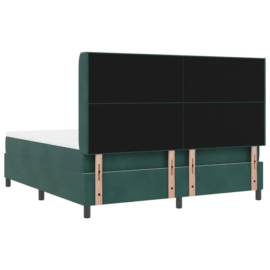 Lit à ressorts avec tête de lit Vert foncé 180 x 200 cm Velours - 9