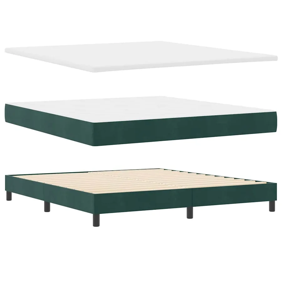 Lit à ressorts avec tête de lit Vert foncé 200 x 180 cm Velours - 4
