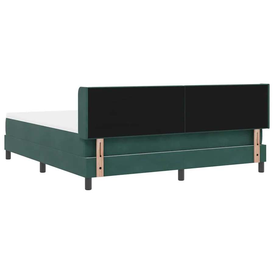 Lit à ressorts avec tête de lit Vert foncé 200 x 180 cm Velours - 9