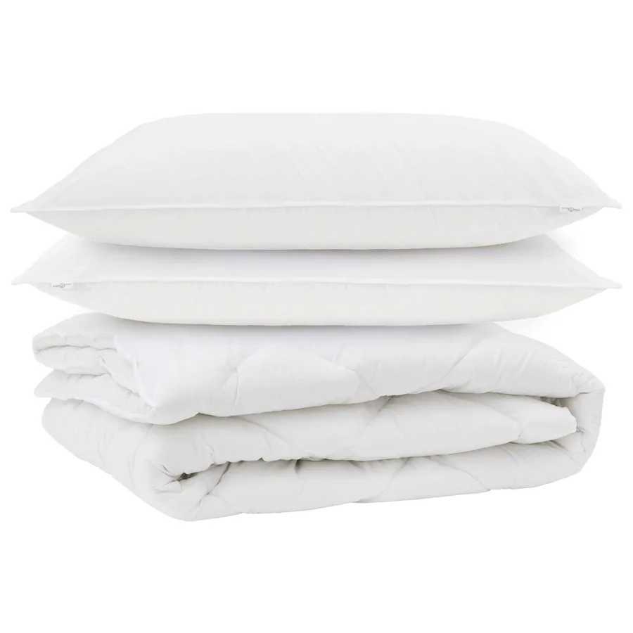 Duvet toutes saisons avec oreiller 3 pcs Blanc Microfibre - 2