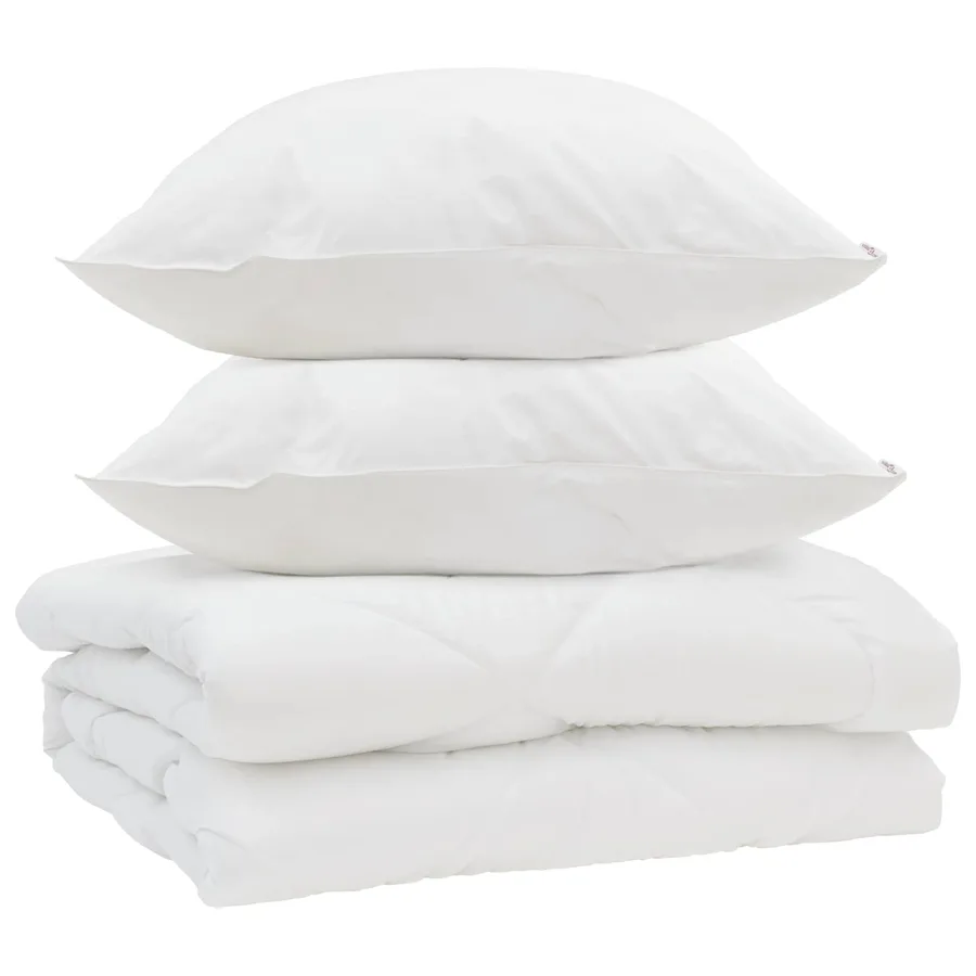 Couette avec oreiller 3 pcs Blanc Microfibre - 2
