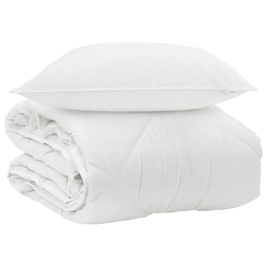 Duvet toutes saisons avec oreiller 2 pcs Blanc Microfibre - 2