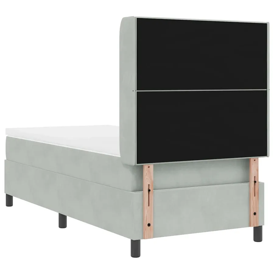 Lit à ressorts avec bandes LED Gris clair 90 x 190 cm Velours - 8