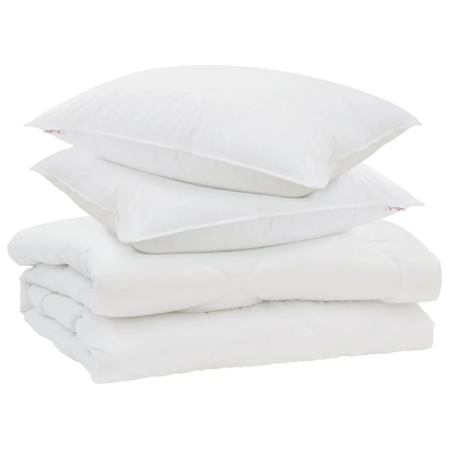 Couette avec oreiller 3 pcs Blanc Microfibre - 2