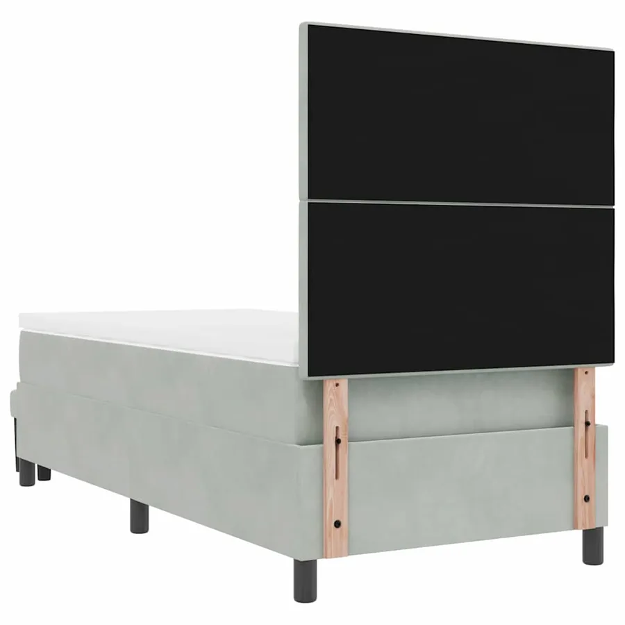 Lit à ressorts avec tête de lit Gris clair 190 x 90 cm Velours - 10