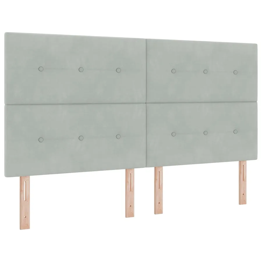 Lit à ressorts avec tête de lit Gris clair 200 x 180 cm Velours - 4