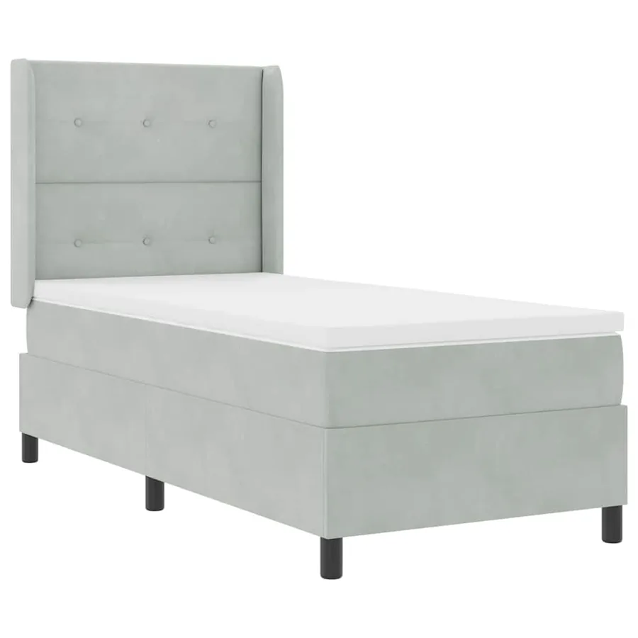 Lit à ressorts avec bandes LED Gris clair 90 x 200 cm Velours - 2