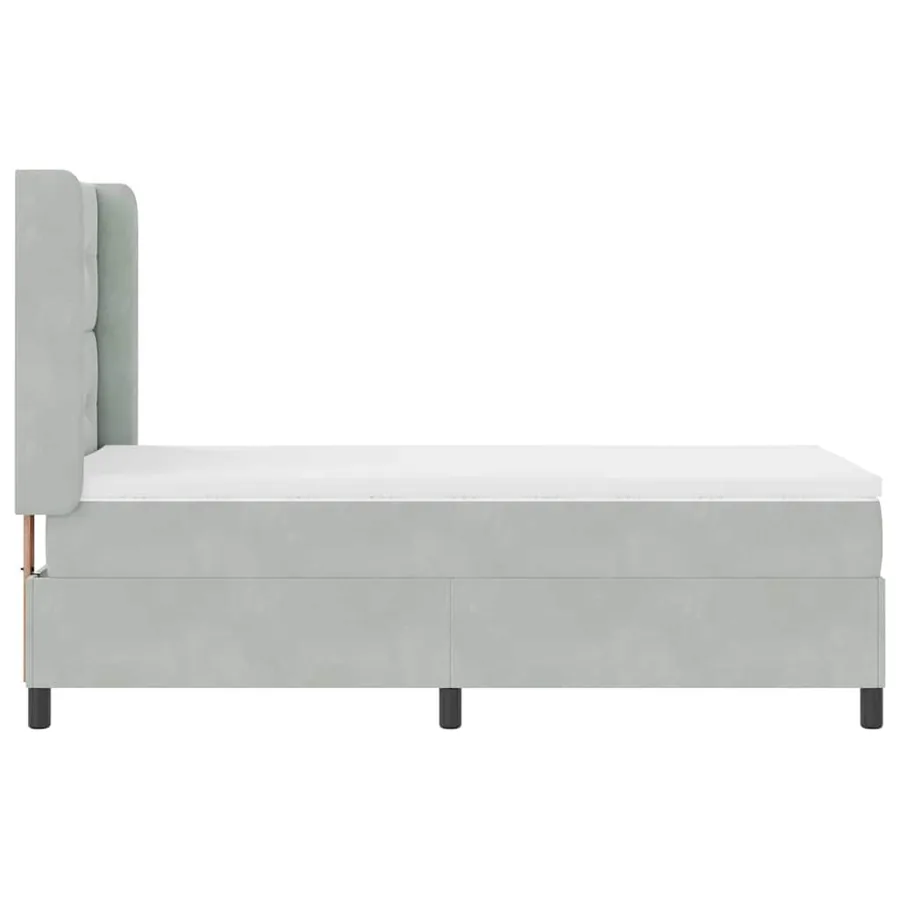 Lit à ressorts avec bandes LED Gris clair 90 x 200 cm Velours - 9