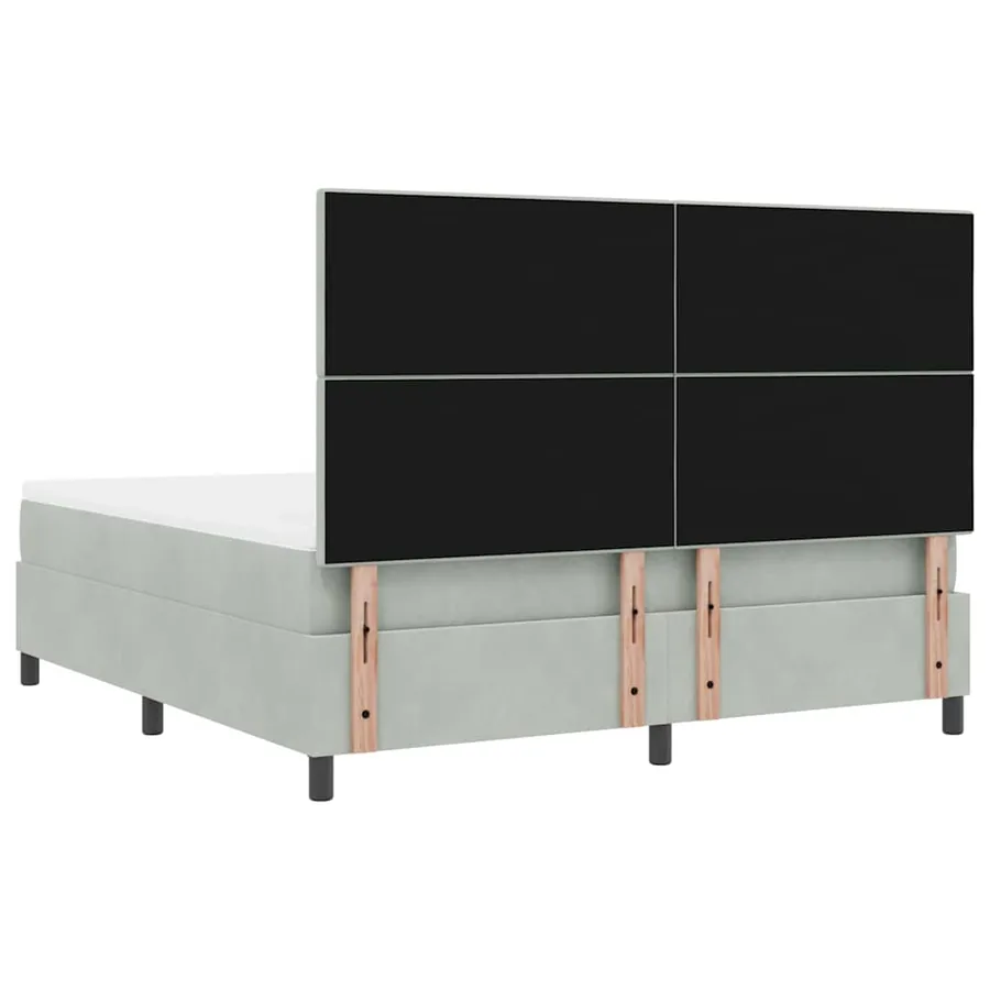 Lit à ressort LED Gris clair 180 x 200 cm Velours - 8
