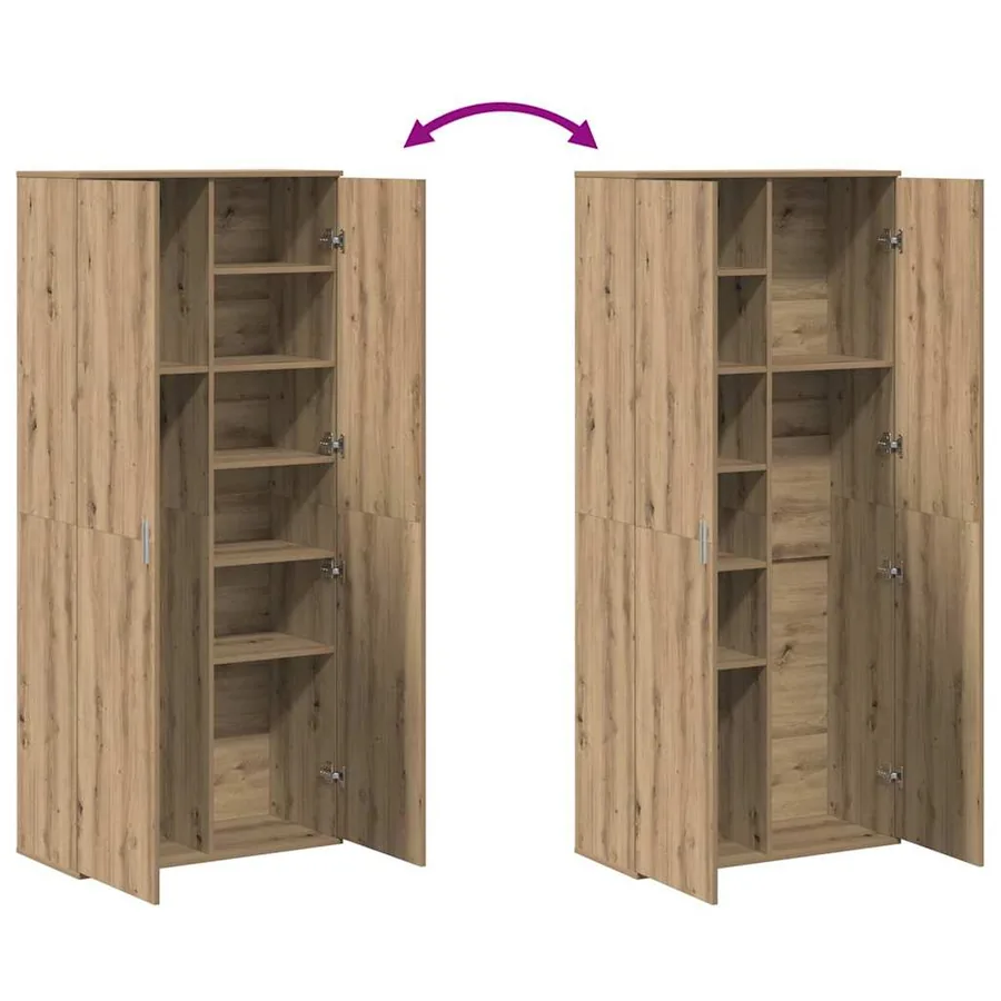 Buffet 80 x 35 x 180 cm Bois d'ingénierie chêne artisanal - 11