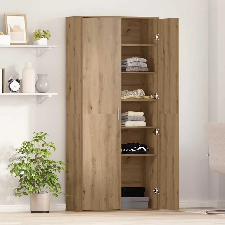 Buffet 80 x 35 x 180 cm Bois d'ingénierie chêne artisanal - 4